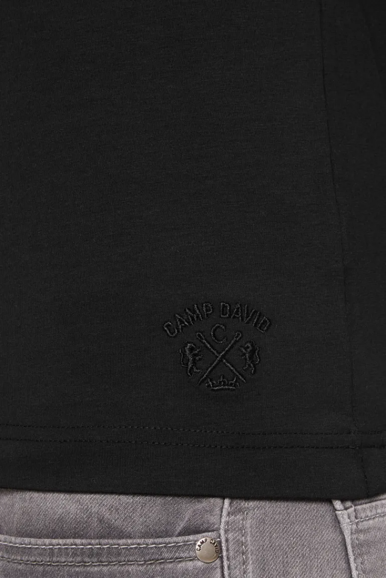 Fashion CAMP DAVID & SOCCX Basic T-Shirt mit Rundhalsausschnitt, Doppelpack / black
