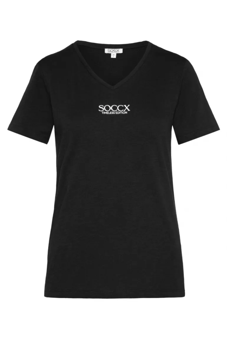 Best CAMP DAVID & SOCCX Basic T-Shirt mit V-Ausschnitt und Logo black