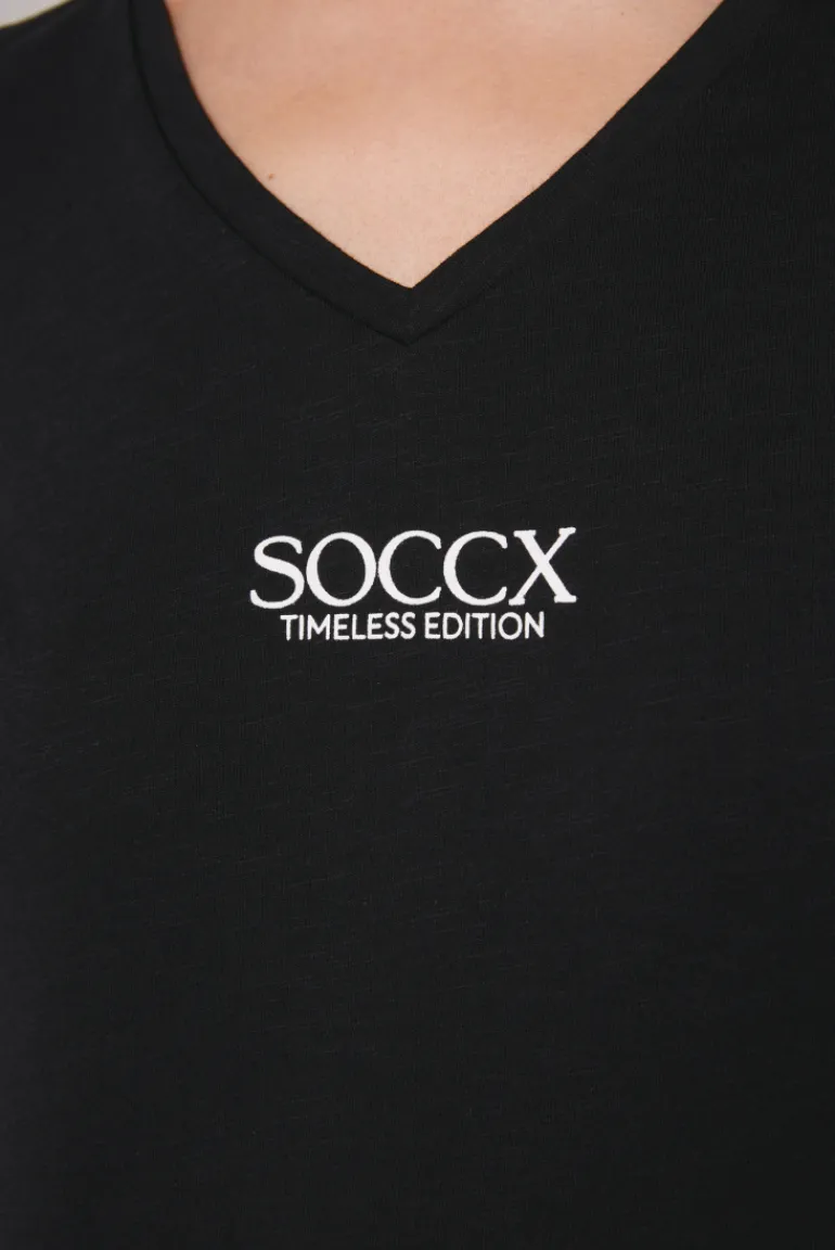Best CAMP DAVID & SOCCX Basic T-Shirt mit V-Ausschnitt und Logo black