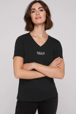Store CAMP DAVID & SOCCX Basic T-Shirt mit V-Ausschnitt und Logo black