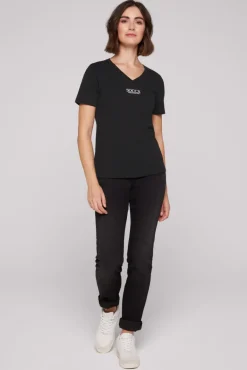 Store CAMP DAVID & SOCCX Basic T-Shirt mit V-Ausschnitt und Logo black