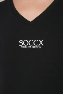 Store CAMP DAVID & SOCCX Basic T-Shirt mit V-Ausschnitt und Logo black