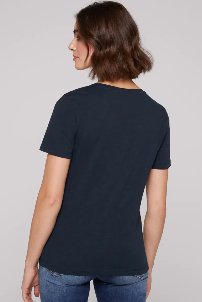 Best Sale CAMP DAVID & SOCCX Basic T-Shirt mit V-Ausschnitt und Logo blue navy bluenavy