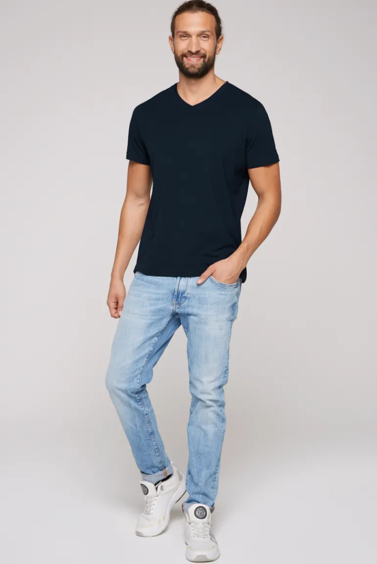 Cheap CAMP DAVID & SOCCX Basic T-Shirt mit V-Neck, Doppelpack blue navy / blue navy bluenavy