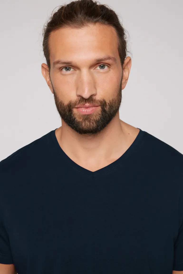 Cheap CAMP DAVID & SOCCX Basic T-Shirt mit V-Neck, Doppelpack blue navy / blue navy bluenavy