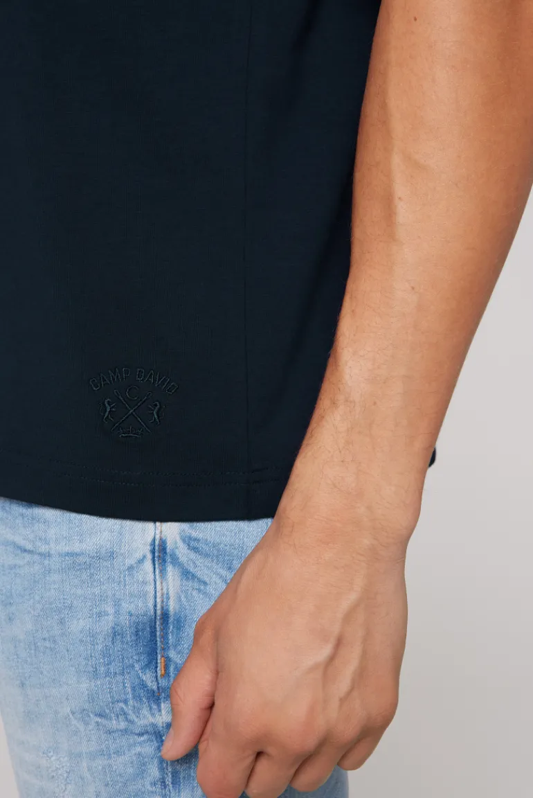 Cheap CAMP DAVID & SOCCX Basic T-Shirt mit V-Neck, Doppelpack blue navy / blue navy bluenavy