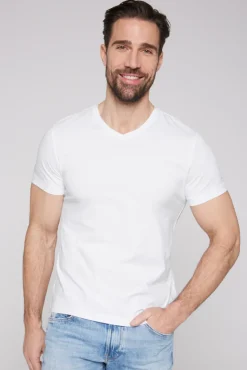 Fashion CAMP DAVID & SOCCX Basic T-Shirt mit V-Neck, Doppelpack optic white / optic white opticwhite