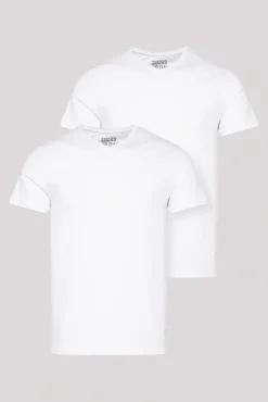 Fashion CAMP DAVID & SOCCX Basic T-Shirt mit V-Neck, Doppelpack optic white / optic white opticwhite