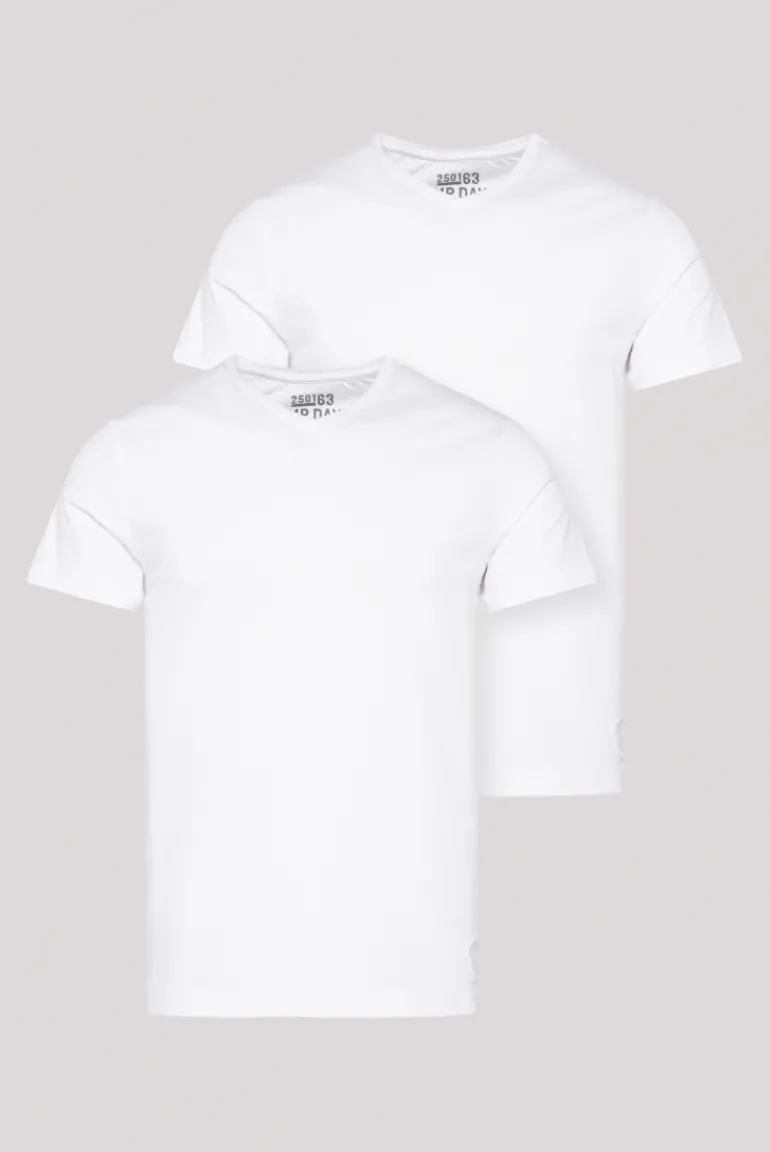 Fashion CAMP DAVID & SOCCX Basic T-Shirt mit V-Neck, Doppelpack optic white / optic white opticwhite