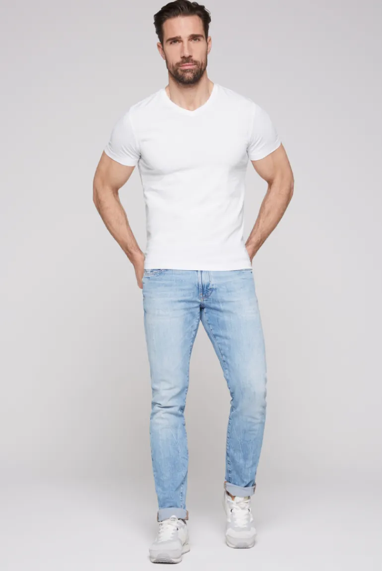 Fashion CAMP DAVID & SOCCX Basic T-Shirt mit V-Neck, Doppelpack optic white / optic white opticwhite