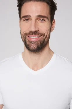 Fashion CAMP DAVID & SOCCX Basic T-Shirt mit V-Neck, Doppelpack optic white / optic white opticwhite