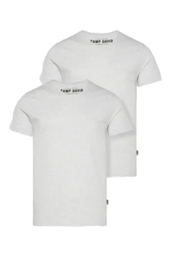 Clearance CAMP DAVID & SOCCX Basic T-Shirt V-Neck 2er-Pack grey melange greymelange