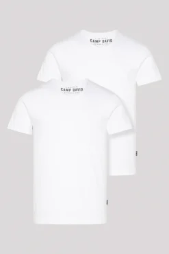 Outlet CAMP DAVID & SOCCX Basic T-Shirt V-Neck 2er-Pack opticwhite