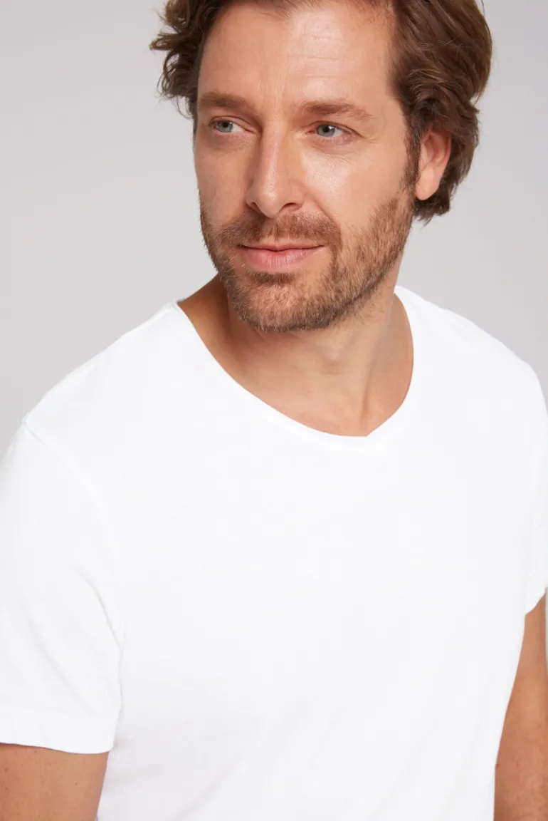 Outlet CAMP DAVID & SOCCX Basic T-Shirt V-Neck 2er-Pack opticwhite