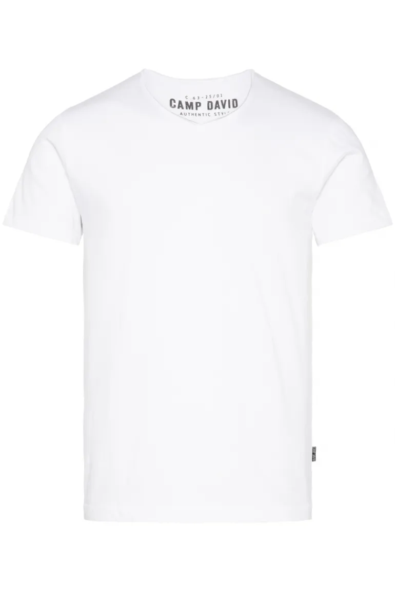 Outlet CAMP DAVID & SOCCX Basic T-Shirt V-Neck 2er-Pack opticwhite