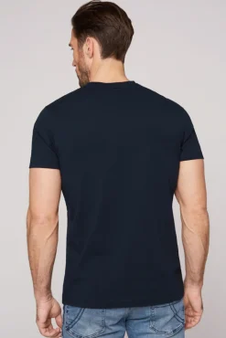 Shop CAMP DAVID & SOCCX Basic T-Shirt V-Neck mit Logo Print blue navy bluenavy