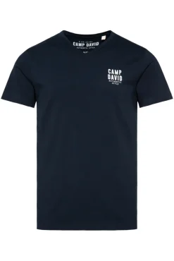 Hot CAMP DAVID & SOCCX Basic T-Shirt V-Neck mit Logo Print blue navy bluenavy