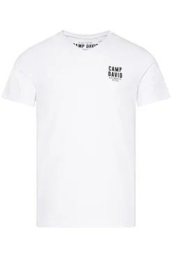 Hot CAMP DAVID & SOCCX Basic T-Shirt V-Neck mit Logo Print opticwhite