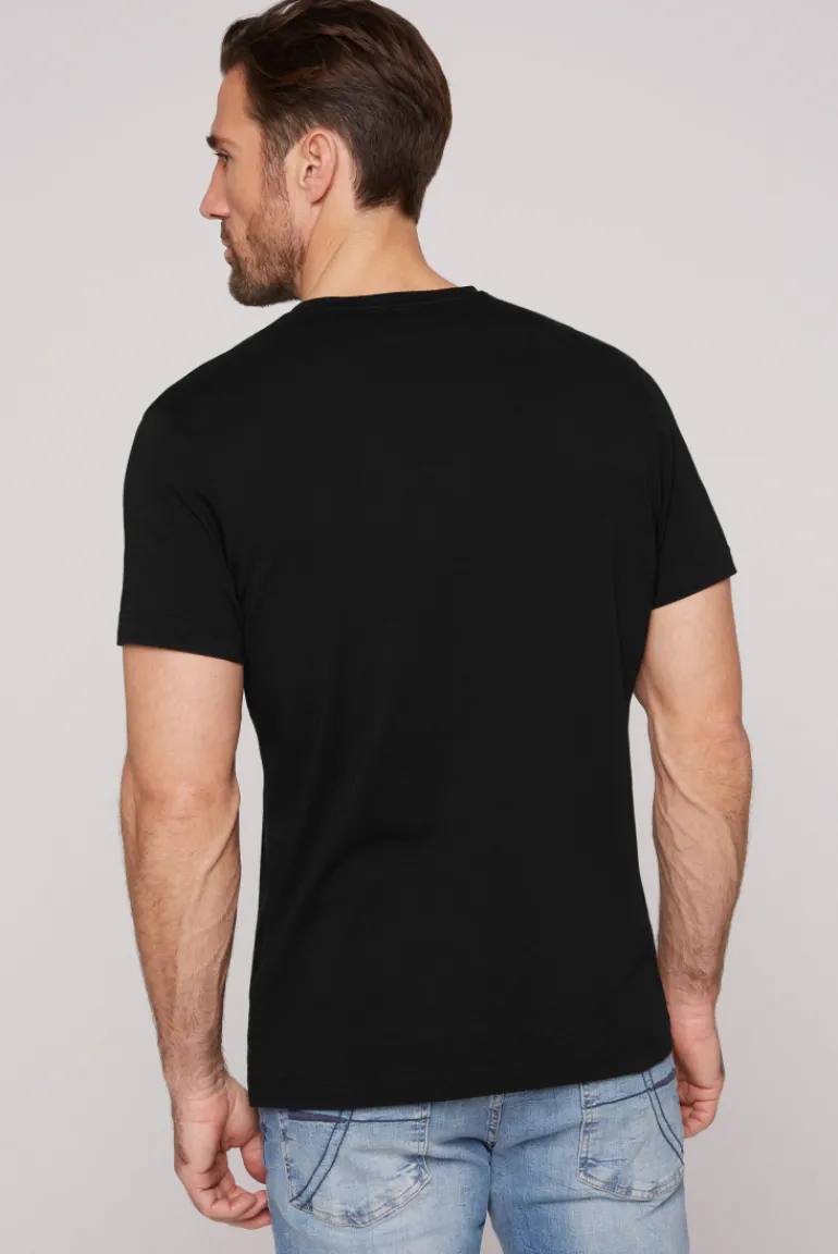 Clearance CAMP DAVID & SOCCX Basic T-Shirt V-Neck mit Logo Print black