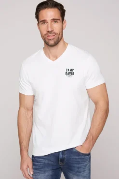 Best CAMP DAVID & SOCCX Basic T-Shirt V-Neck mit Logo Print opticwhite