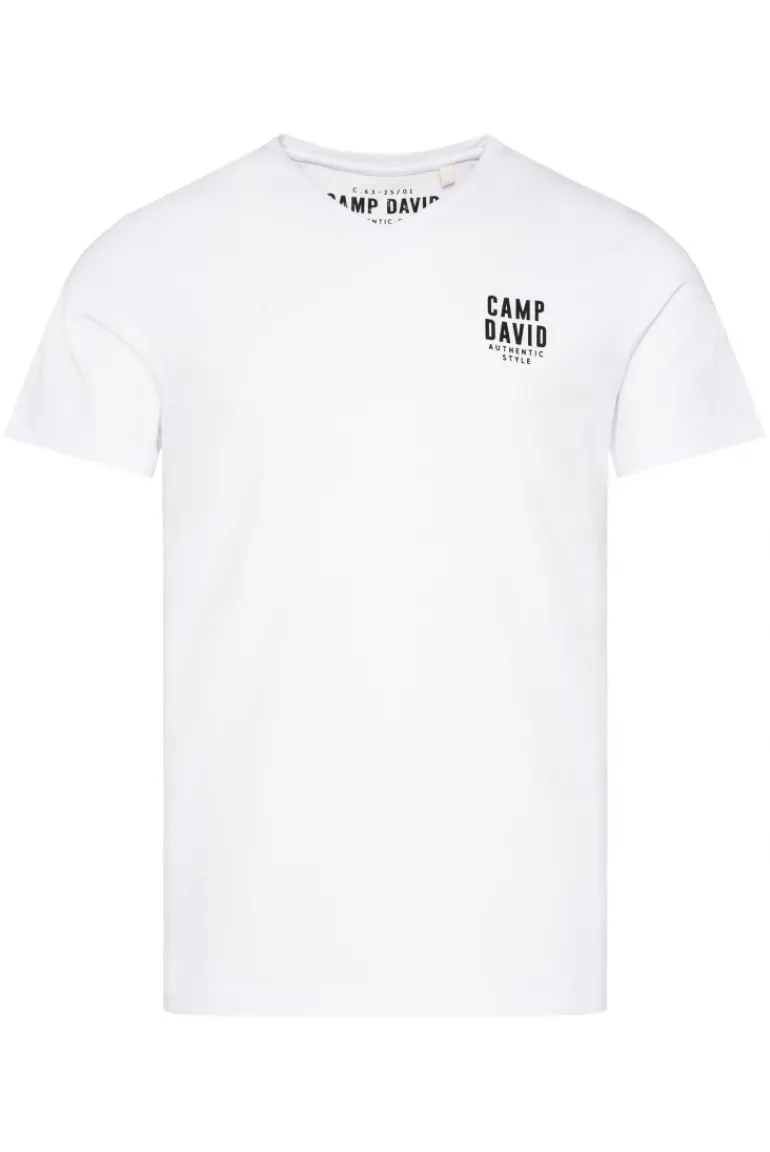 Best CAMP DAVID & SOCCX Basic T-Shirt V-Neck mit Logo Print opticwhite