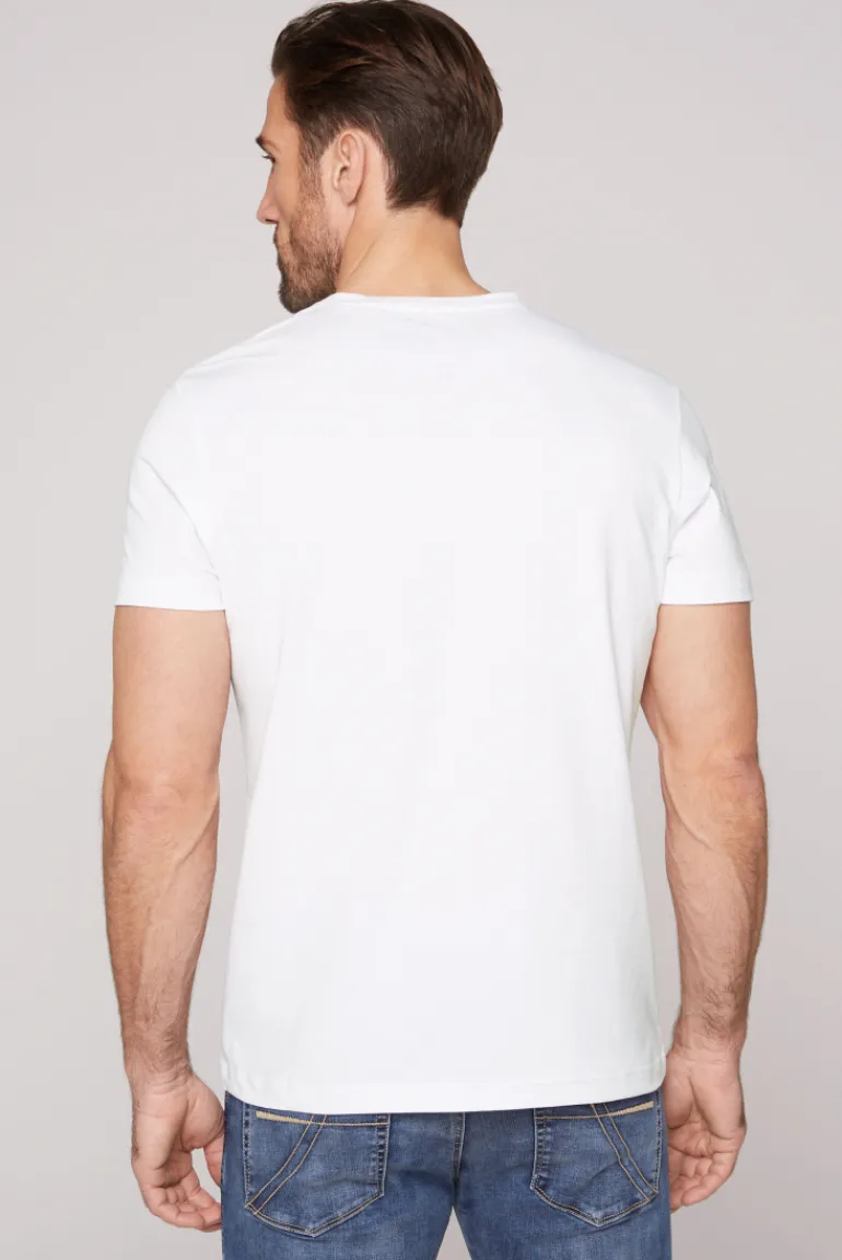 Best CAMP DAVID & SOCCX Basic T-Shirt V-Neck mit Logo Print opticwhite