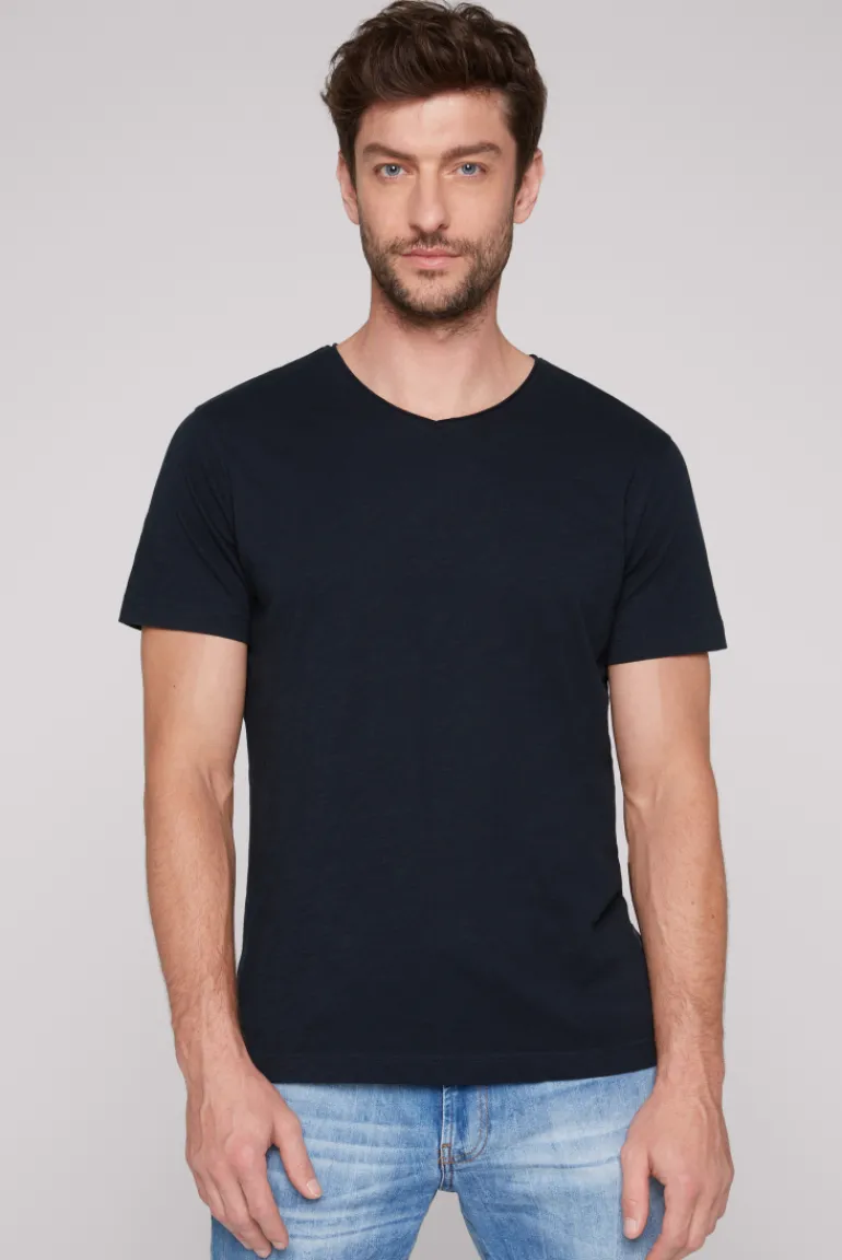 Store CAMP DAVID & SOCCX Basic T-Shirt V-Neck mit Used-Kante blue navy bluenavy