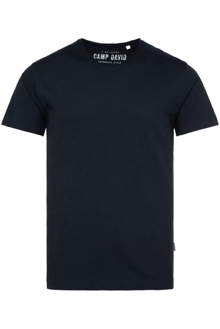 Store CAMP DAVID & SOCCX Basic T-Shirt V-Neck mit Used-Kante blue navy bluenavy