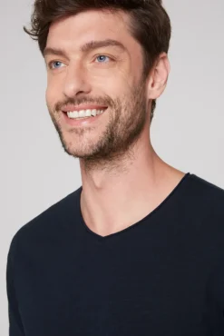 Store CAMP DAVID & SOCCX Basic T-Shirt V-Neck mit Used-Kante blue navy bluenavy