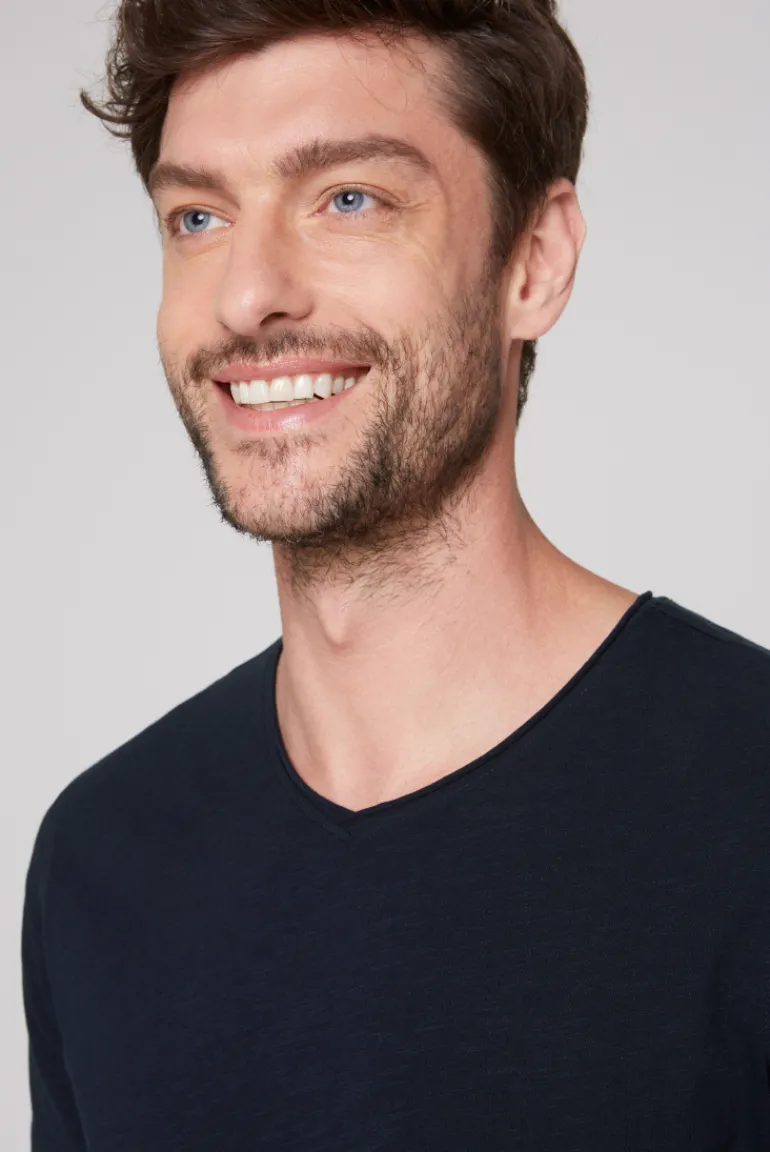 Store CAMP DAVID & SOCCX Basic T-Shirt V-Neck mit Used-Kante blue navy bluenavy