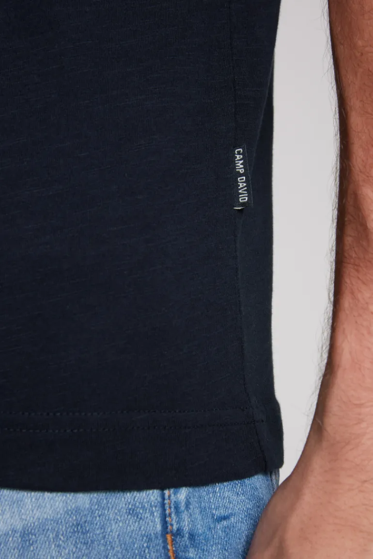 Store CAMP DAVID & SOCCX Basic T-Shirt V-Neck mit Used-Kante blue navy bluenavy