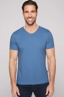 Cheap CAMP DAVID & SOCCX Basic T-Shirt V-Neck mit Used-Kante sky blue skyblue
