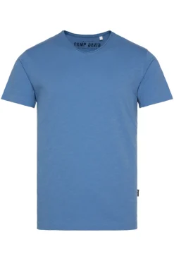 Cheap CAMP DAVID & SOCCX Basic T-Shirt V-Neck mit Used-Kante sky blue skyblue