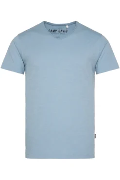 Best CAMP DAVID & SOCCX Basic T-Shirt V-Neck mit Used-Kante new blue newblue