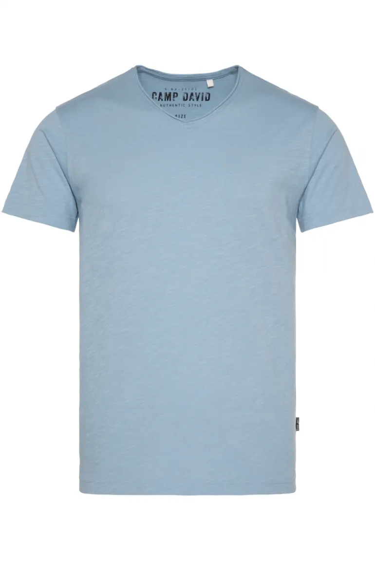 Best CAMP DAVID & SOCCX Basic T-Shirt V-Neck mit Used-Kante new blue newblue
