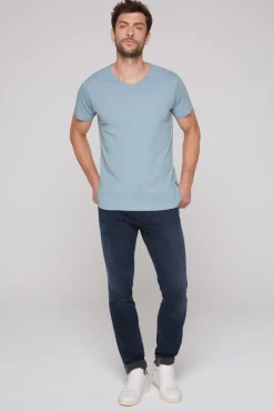 Best CAMP DAVID & SOCCX Basic T-Shirt V-Neck mit Used-Kante new blue newblue