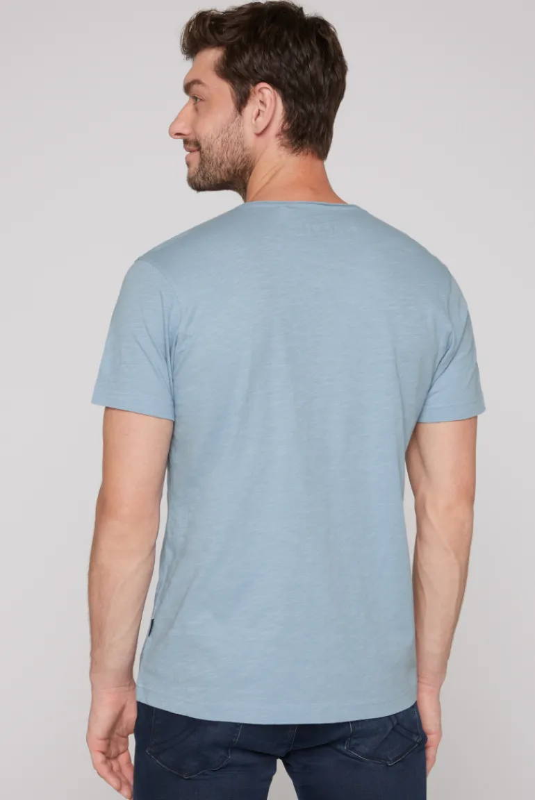 Best CAMP DAVID & SOCCX Basic T-Shirt V-Neck mit Used-Kante new blue newblue