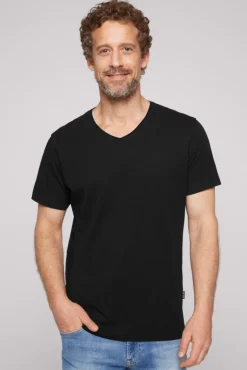 Best CAMP DAVID & SOCCX Basic T-Shirt V-Neck mit Used-Kante black