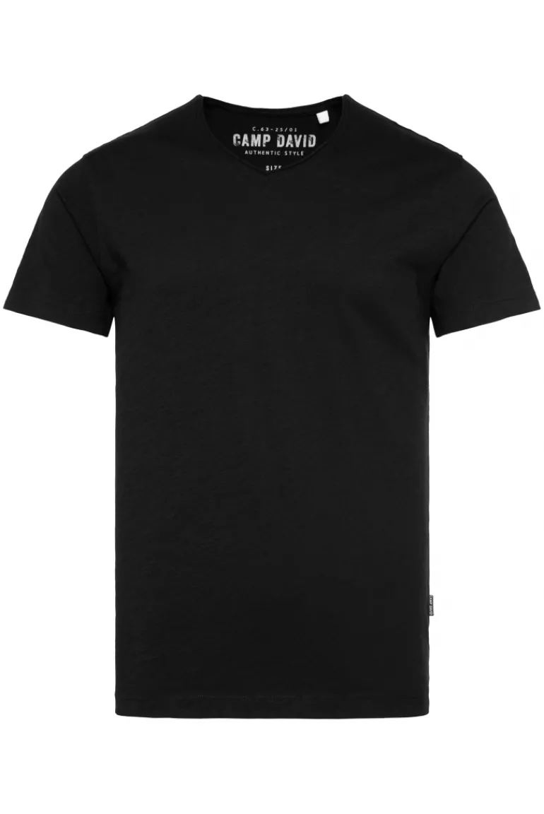 Best CAMP DAVID & SOCCX Basic T-Shirt V-Neck mit Used-Kante black