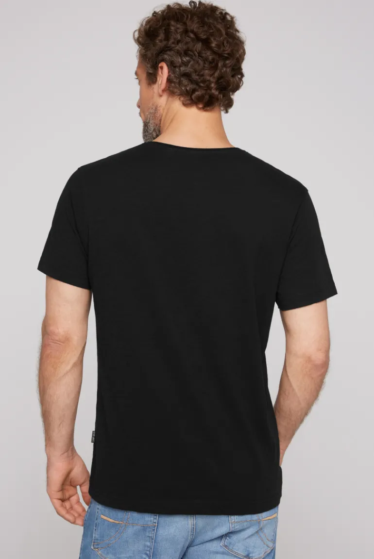 Best CAMP DAVID & SOCCX Basic T-Shirt V-Neck mit Used-Kante black