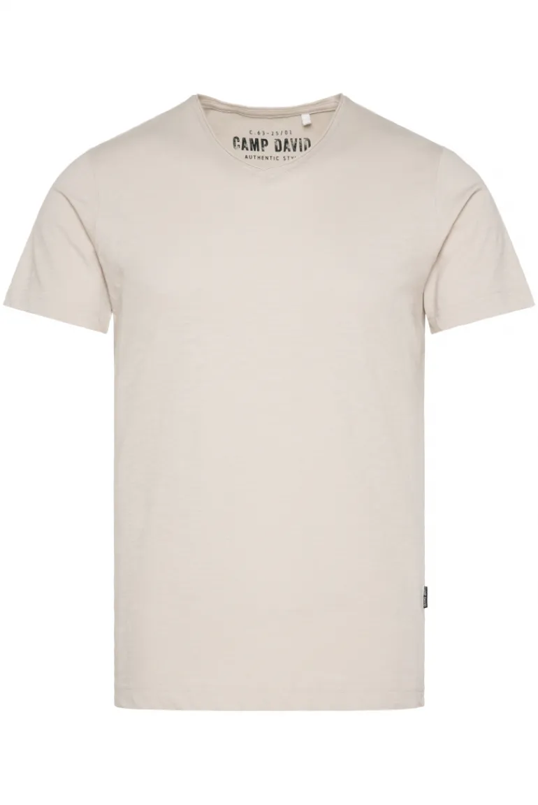 Store CAMP DAVID & SOCCX Basic T-Shirt V-Neck mit Used-Kante light cappuccino lightcappuccino