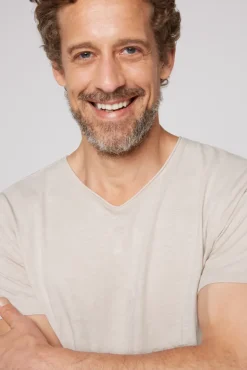 Store CAMP DAVID & SOCCX Basic T-Shirt V-Neck mit Used-Kante light cappuccino lightcappuccino