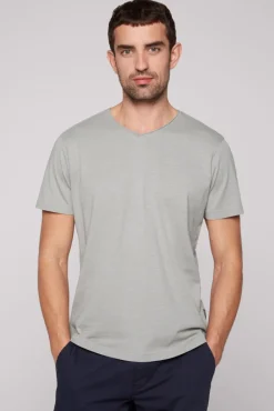 Online CAMP DAVID & SOCCX Basic T-Shirt V-Neck mit Used-Kante polo grey pologrey