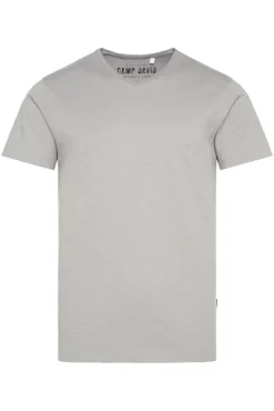 Online CAMP DAVID & SOCCX Basic T-Shirt V-Neck mit Used-Kante polo grey pologrey