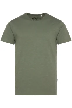 Shop CAMP DAVID & SOCCX Basic T-Shirt V-Neck mit Used-Kante green olive greenolive