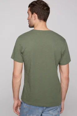 Shop CAMP DAVID & SOCCX Basic T-Shirt V-Neck mit Used-Kante green olive greenolive