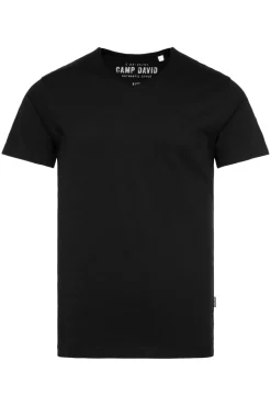 Cheap CAMP DAVID & SOCCX Basic T-Shirt V-Neck mit Used-Kante black