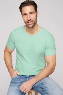 Discount CAMP DAVID & SOCCX Basic T-Shirt V-Neck mit Used-Kante sun aqua sunaqua