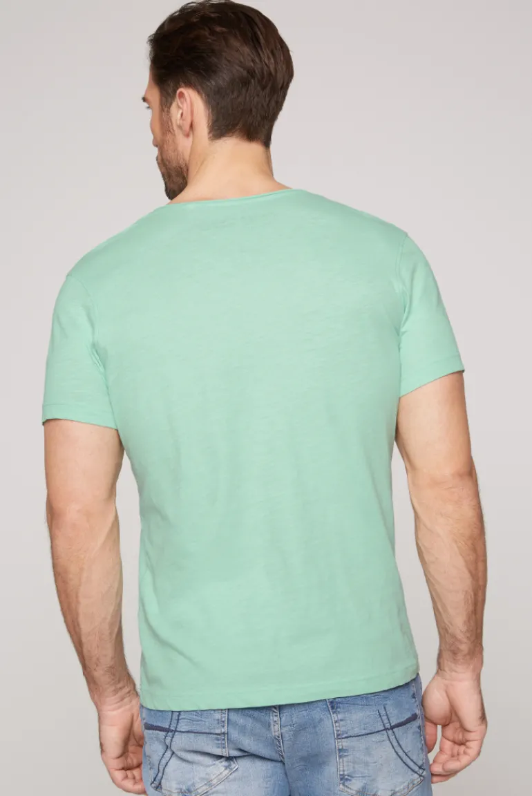 Discount CAMP DAVID & SOCCX Basic T-Shirt V-Neck mit Used-Kante sun aqua sunaqua
