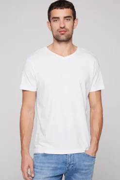 Hot CAMP DAVID & SOCCX Basic T-Shirt V-Neck mit Used-Kante opticwhite